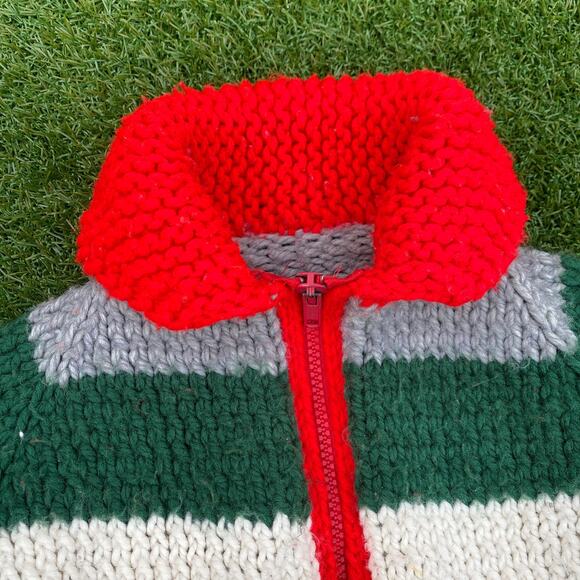 Baby Shawl Collar Knit Vintage 1950's Multicolor Sweater - Picture 2 of 5